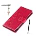 Produktbild Wiko Ridge 4G Hülle, Wiko Ridge 4G Schutzhülle, Alfort 3 in 1 Lederhülle Fashion Design Premium PU Leder Hohe Qualität Tasche Case Cover Kasten Abdeckung Wallet für Wiko Ridge 4G 5.0" Smartphone Funktion Standfunktion Unterstützte Telefone und Magnetverschluss mit Schmetterling ( Rote ) + Alfort Schwarz Stylus Pen + Netter Staub Stecker