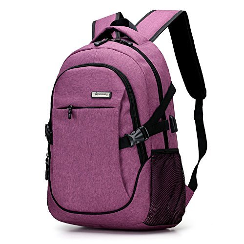 Mocha weir School 15.6 Inches Laptop Backpack with USB Charging Port (pink)