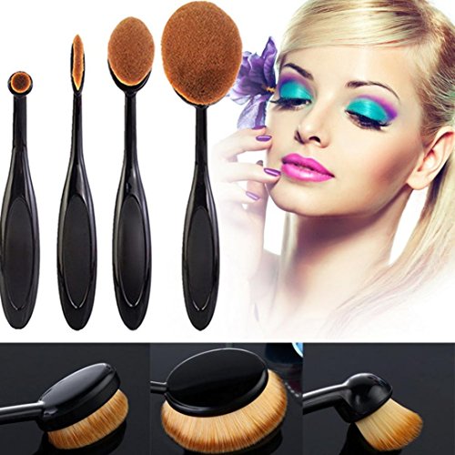 Tonsee 4Pcs/Set Makeup Brushes Toothbrush Eyebrow Oval Powder Cream Foundation Brush