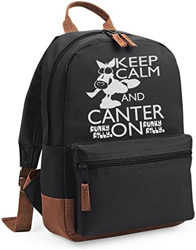 Funky Filly Silver Horse 'Keep Calm and Canter On' On Girls School Backpack Small BLACK Size 23 x 33 x 12 cm