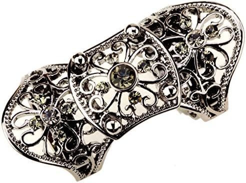 Loveangel Jewellery Women's Crystal Double Finger Armor Knuckle Ring Adjustable