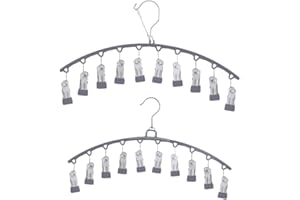 ONEBO 2 Piezas Clips Tendedero para Calcetines y Ropa Interior - Pinza Curva de Acero Inoxidable para Plantillas de Zapatos y Guantes