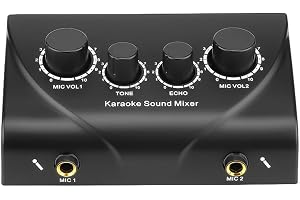 Bärbar karaoke mixer 2 mikrofoner ingångar digitalt ljud karaoke maskin eko mixer för familjefest underhållning