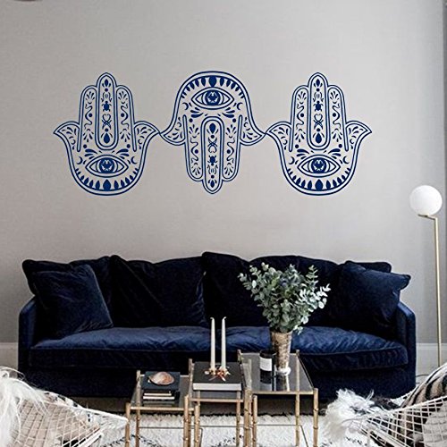 Vinyl Wandtattoo Hand der Fatima Hamsa Khamsa Vibes Gute Good Indisch Amulett Buddha Joga Zen Meditation Wandaufkleber Wandsticker Wanddekoration Fototapete Dekoration für Schlafzimmer M274 - 6