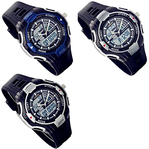 lancardo digital-analog muti-function Jungen Mädchen Sport Armbanduhr mit Alarm Stoppuhr Chronograph (3St)