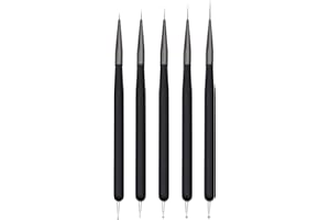 ZEOHBETY Nail Art Brushes, 5Pcs Nail Art Liner Brushes, Dotting Pen Tools, Painting Art Design Brush Set for Long Lines, Thin Details, Fine Drawing Sizes 7/9/11/15/22mm, Black