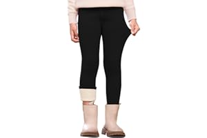 Vorvowry Legging Polaire Fille Pantalon Thermique Chaud Hiver Enfant Collant Doublé Molleton Souple et Épais