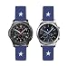 Produktbild 100% Baumwolle mit Rückseite Leder Design: Blue Star Ersatz Armband – Uhrenarmband für Samsung Gear S3 Frontier – Classic. Made in Frankreich