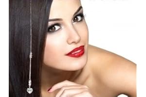 FRANCE HAIR BEAUTE Damen Haarkette, filigran, mit Strass-Steinen, Swarovski-Kristall in Herzform, zur Befestigung im Haar, ohne Wärme, wiederverwendbar