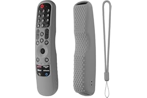 HESUPY Silikonowe etui ochronne do LG TV Remote MR21GA MR21GN MR21GC MR22GA MR22GN MR22GC MR23GA MR23GN MR23GC TV Stick antypoślizgowy pokrowiec, odporny na wstrząsy ochraniacz ze smyczą (szary)