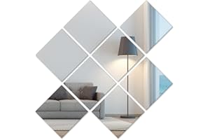 ‎HEILMETZ Heilmetz Glas Spiegelfliesen Selbstklebend 15x15 cm, 8 Stück Spiegel zum Kleben, HD DIY Klebespiegel für Wand Deko, Schrank, Badezimmer, Wohnzimmer, Schlafzimmer