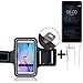 Produktbild K-S-Trade TOP Set für Nokia 6 Single SIM Neopren Jogging Armband Sportarmband Oberarmband für Nokia 6 Single SIM schwarz mit Reflektor Streifen + Ohrstöpsel. Fitness Lauf Armband
