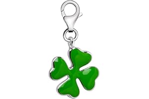 Quiges Plateado Tema del Trébol de la Suerte Colgante con Clip con Cierre de Langosta para Pulseras