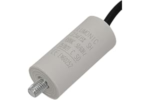 Lumonic Anlaufkondensator 2,5µF 450V | mit Kabel I 26x55mm I 2,5uF I Motorkondensator mit Kunststoffgehäuse I Betriebskondensator I für Pumpen, Rasenmäher, Werkzeuge