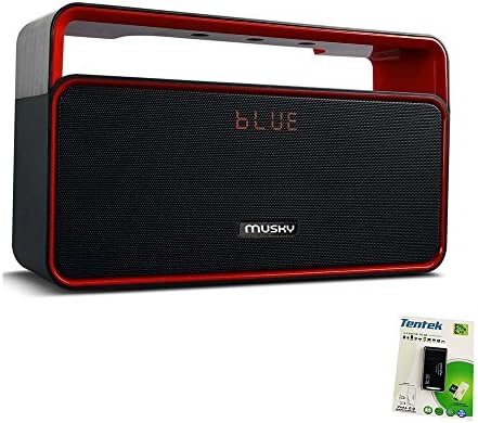 Portable Bluetooth Speaker, with 2x5W Acoustic Drivers, LED Display, Dual Subwoofer, FM Radio, Handsfree Speakerphone, Micro SD Card &amp; USB &amp; AUX-In Slots for Smart Phone, MP3, MP4, iPad, Tablet &amp; More