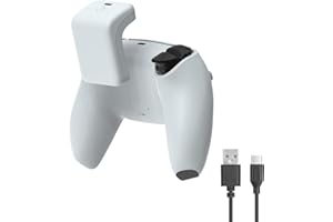 Rii Controller Ladestation nur mit PS5 Kompatibel, Zubehör für PS5, 2000mAh, Ladestation mit Batterieanzeige, Ladestation Controller mit USB-Type-C Ladekabel, Weiß