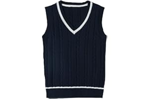 WOOKIT Unisex Maglione Lavorato Maglia Classico Gilet Scolastico Giacca con Scollo a V Uniforme Top Costume Cosplay Maglia Senza Maniche in Caldo 100% Cotone
