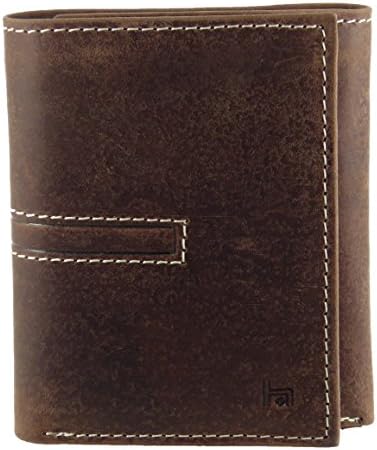 Mens Quality Leather RFID Safe Trifold Wallet, Slim & Compact with 9 C/Card Slots, 2 Note Sections & ID Window - Gift Boxed