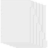Jeffdad 6 Dividers Plastic 6 Hole Folders for A5 Folders (White)