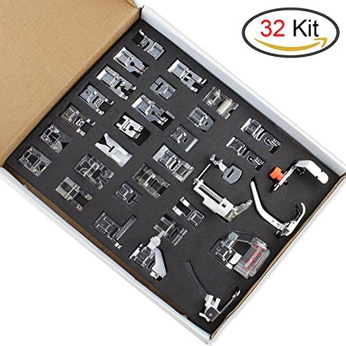 Sewing Machine feet, AresKo Domestic Sewing Machine Presser Foot Set for Brother Singer Janome Toyota and More - 32 Kit