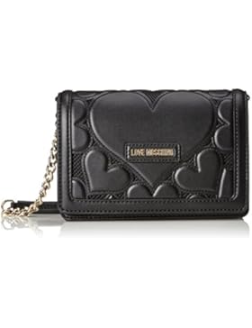 Love Moschino Damen Leder Falten über Clutch-Tasche Schwarz