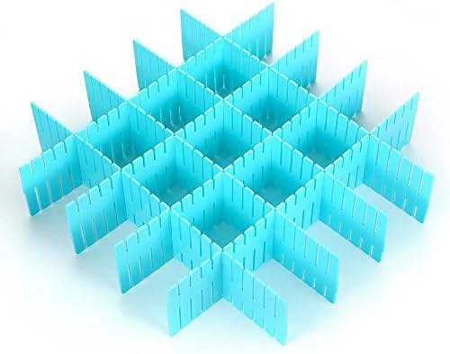 Audbrave (8Pcs) Plastic Drawer Organizers With Customizable Dividers, Adjustable Customizable DIY Grid Drawer Divider for Underwear Scarves Home closet Baby Clothes Socks (Blue)