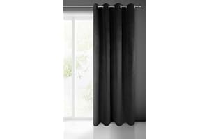 Eurofirany PIERRE Aksamitna zasłona na przelotkach, jednokolorowa, 200 g/m², aksamitna zasłona do salonu, sypialni, 140 x 250 cm, czarna