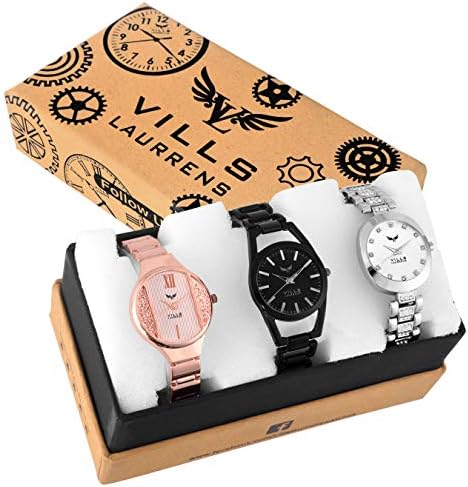 Vills Laurrens (VL-7071+7051+7043) Stylish Combo of 3 Analogue Watches for Women and Girls