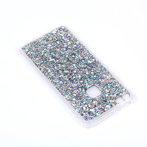 Huawei P10 Lite Hülle,Silikon Schutzhülle für Huawei P10 Lite,Huawei P10 Lite Bling Hülle,Ukayfe Luxus Schön Shiny Glänzend Glitzer Weiche TPU Abdeckung Crystal Silikon Tasche Schutzhülle Shinning Strass Rückseite Hülle Etui Cover für Huawei P10 Lite (Silber) - 4