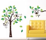 WallStickersDecal® Dschungel Wald Tier Affe auf bunten Baum Wandtattoo Wandaufkleber 170cm(H)(große) - 3