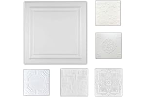 MYDEKOR Polystyrene Ceiling Tiles Suspended Cladding Panel Tile White (8 Tiles 50cmx50cm - 1.96 m2 Coverage)