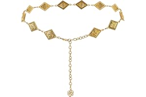 EMOTTOS Cinturón de cadena Concho para mujer, Cadena de cintura de metal ajustable Western Cowboy Cowgirl para mujeres, Cinturones boho exquisitos para jeans vestido