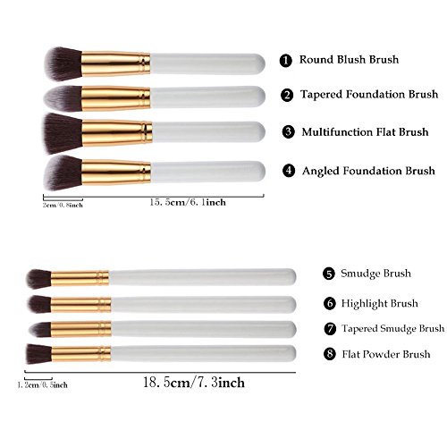 8 Stk Makeup Pinsel Professionelle Premium Makeup Pinsel Bürsten Lidschatten Schatten Kosmetik Pinselset (1Stk Wash Reinigung Gesichts Sponge Puff *Farbe zufällig * kostenlos) - 5