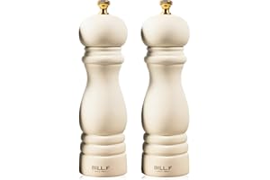 BF BILL.F SINCE 1983 Salt and Pepper Mill Set, Wooden Pepper Mill, Set of 2 Manual Salt Pepper Shaker Mill, Refillable, 7 Inches (Cream Set)