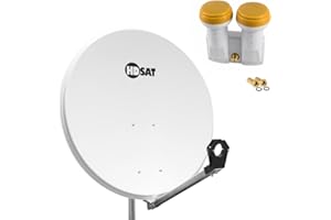 HDSAT Pack Parabole Satellite Acier 80cm + LNB Monobloc Single 0,1dB