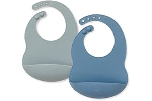 Bubba Bear ® Silicone Baby Bib Set | Waterproof Bibs for Weaning | Adjustable Neck & East to Clean | Soft for Teething with food catcher for Feeding