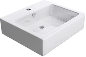 DB DUROVIN BATHROOMS Durovin Bathrooms Ceramic Basin - Wall Hung or Counter Top Mount Sink - Single Tap Hole with Overflow - Square 530 x 410mm (WXD)
