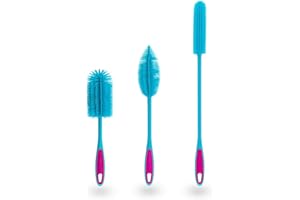 Kochblume Silikonbürsten 3er Set mit Wechselköpfen | Flaschenbürste, Spülbürste, Antibakteriell, Keimfrei (türkis)