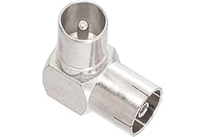 HiAoey 1 Pack TV Aerial Coaxial Adaptor TV PAL Male to TV Female Right Angle RF Coax Connector for TV Antenna Cables, Satellite Coaxial Cables