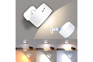 GETSUNA Battery Operated Wall Light, Rechargeable Magnetic LED Wall lamp, Reading Light with 360° Rotations, Wall Light with 3 Color Modes, Touch Control, Wireless Wall Sconces for Bedroom Bedside (White)