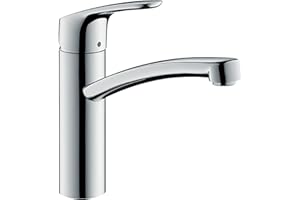 hansgrohe Focus M41 - Niederdruck Armatur Küche, 1 Stahlart, Wasserhahn Küche mit Auslaufhöhe 160 mm, Mischbatterie Küche 150° schwenkbar, Chrom, 31804000