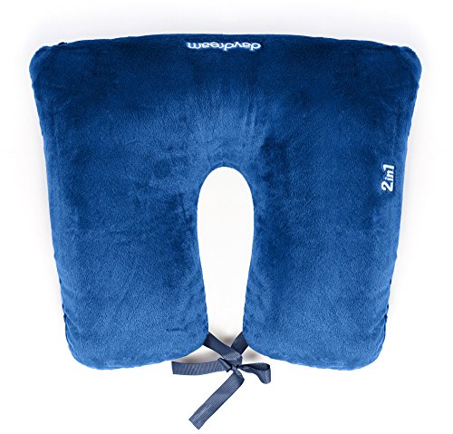 Preisvergleich Produktbild daydream 2in1 Nackenkissen mit Mikroperlen, dunkelblau (N-5103), Nackenhörnchen, Reisekissen, Nackenstützkissen