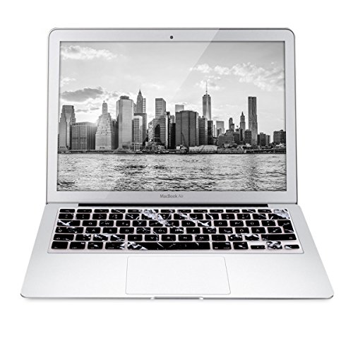 kwmobile Tastaturschutz Apple MacBook Air 13“/ Pro Retina 13“/ 15“ – QWERTZ Silikon Laptop Tastaturfolie – Notebook Tastaturschutzfolie Marmor Design Schwarz Weiß - 4