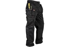 Lee Cooper LCPNT206 Vêtements de travail Hommes Multi Poche Facile D’entretien Heavy Duty Genouillères Poches Sécurité Travail Cargo Pantalon, Noir, 32W/33L