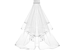 VOLLGUFEN Voile de Mariée Mariage avec Peigne Voile de Mariée à Bord de Ruban à 2 Niveaux Voile de Mariage Double Couche en Tulle Courte (Noir)