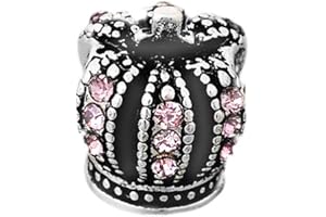 Andante-Stones 925 Perlina d'Argento Bead Corona con cristallini Luccicanti (Orchidea) Ciondolo da Donna Charm per bracciali e collane Europei + Sacchetto di Organza
