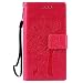 Produktbild Sony Xperia Z5 Compact / Z5 Mini Hülle, Chreey Prägung [Katze Baum] Muster PU Leder Hülle Flip Case Wallet Cover mit Kartenschlitz Handyhülle Etui Schutztasche [Rose Rot]