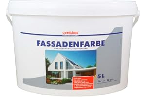 HANDELSKÖNIG Fassadenfarbe 5 Liter ca. 30 m² Wilckens Farbe Außen Dispersion Fassade weiß Beton Mauerwerk