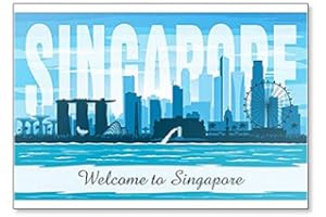 FOTO MAGNETS Aimant de réfrigérateur Motif horizon de la ville de Singapour