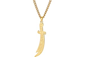 VASSAGO Collana con spada per uomini e donne Zulfiqar Spada Collana Imam Ali Zulfiqar Ciondolo Arabo Rune Islamico Musulmano Gioielli Talismano Amuleto Regalo Religioso